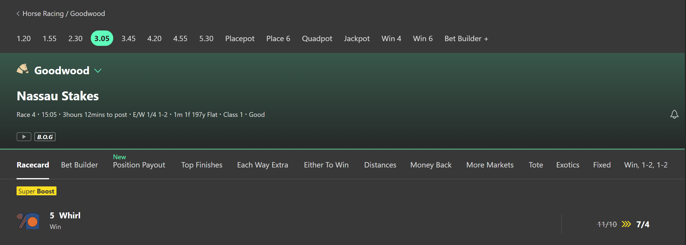 Whirl Nassau Stakes Super Boost bet365